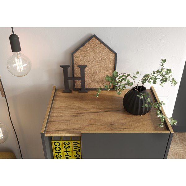 Bibliotecă gri închis cu aspect de stejar 62x115 cm Austin - Germania-image-3