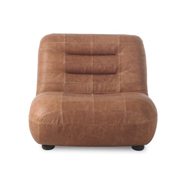 Fotoliu maro coniac cu tapițerie din piele Wyatt – Dutchbone-image-2