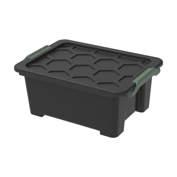 Cutie de depozitare  negru lucios din plastic cu capac Evo  Safe - Rotho
