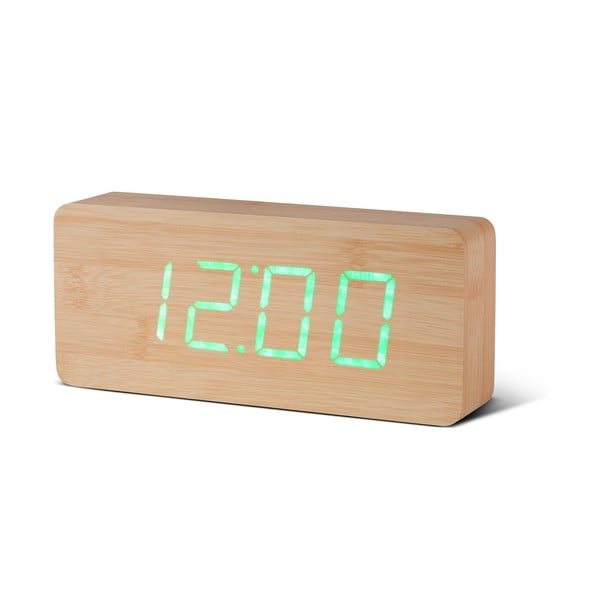 Ceas deșteptător cu LED Gingko Slab Click Clock, maro - verde