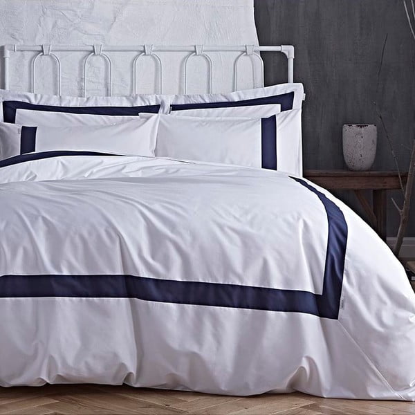 Lenjerie de pat Bianca Tailored, 200 x 200 cm, albastru-albă
