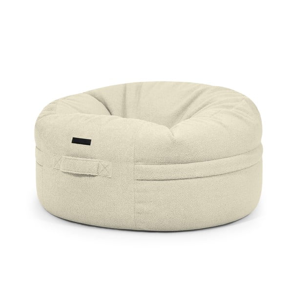 Fotoliu bean bag crem cu tapițerie din țesătură bouclé Roll 105 – SLOWDOWN