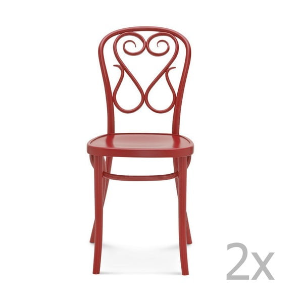 Set 2 scaune de lemn Fameg Jesper, roșu