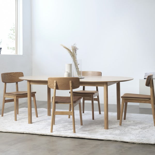 Scaun de dining maro coniac/în culoare naturală din imitație de piele Livo – Unique Furniture-image-1