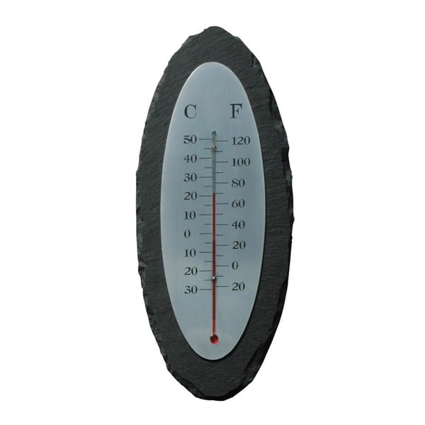 Termometru din ardezie Esschert Design Oval, 30 x 12,5 cm