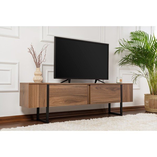 Comodă TV în culoare naturală închisă cu aspect de lemn de nuc 180x50x29,5 cm Serenity – Kalune Design-image-3