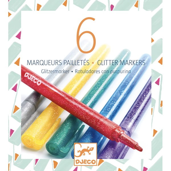 Set 6 markere cu sclipici Djeco Glitter-image-1