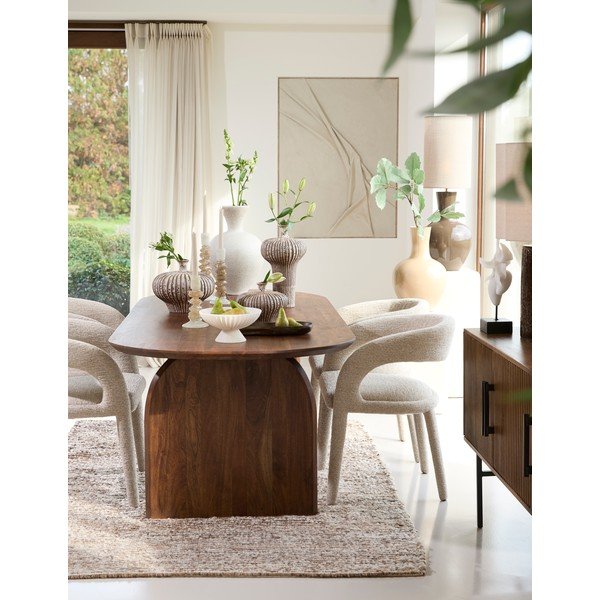 Scaun de dining bej cu cotiere tapițat Kyran – Light & Living-image-1