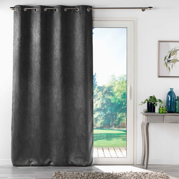 Draperie gri antracit blackout din catifea 135x280 cm Melodie – douceur d'intérieur-image-1