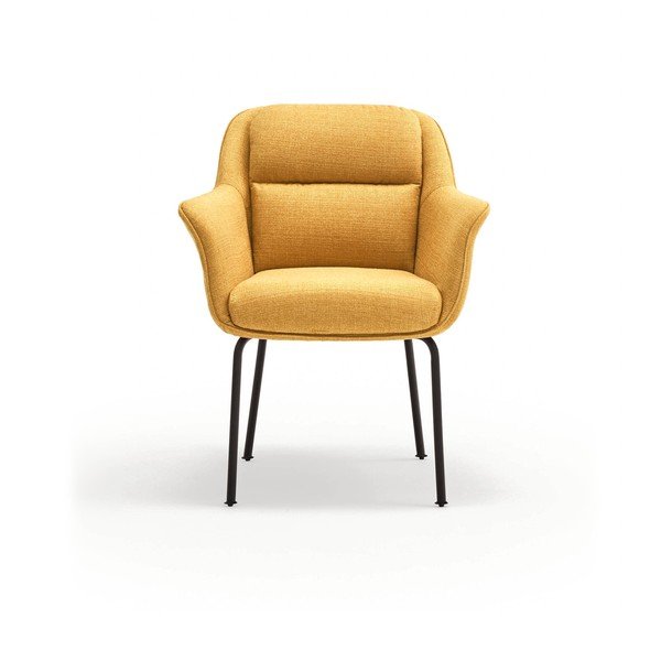 Scaun de living galben muștar cu cotiere tapițat Sadira – Teulat-image-2