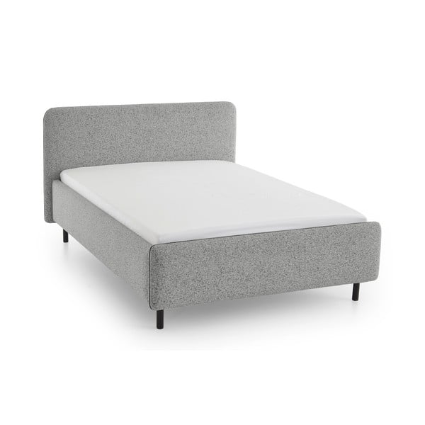 Pat matrimonial gri deschis tapițat cu spațiu de depozitare cu somieră 160x200 cm Primo – Meise Möbel-image-2