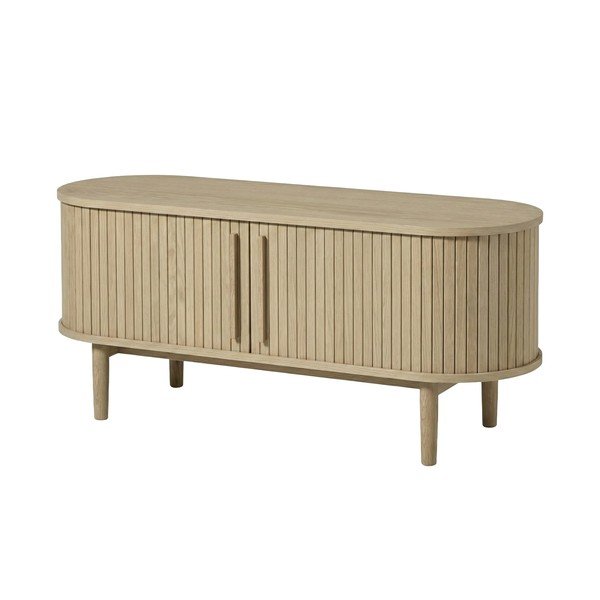 Comodă TV în culoare naturală deschisă cu aspect de lemn de stejar 140x56x40 cm Meta – Unique Furniture