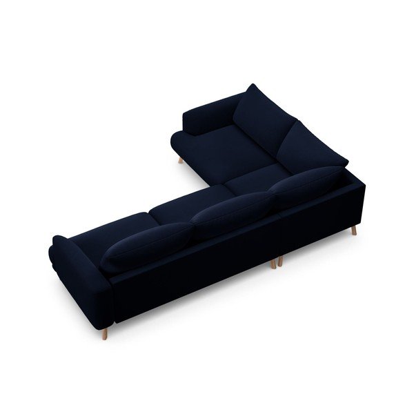 Colțar albastru închis cu tapițerie din catifea (cu colț pe partea stângă/în formă de ”L”) Naomi – Micadoni -image-3