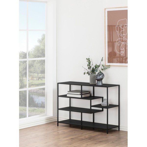 Bibliotecă neagră cu aspect de lemn de frasin 114x78 cm Seaford – Actona-image-4
