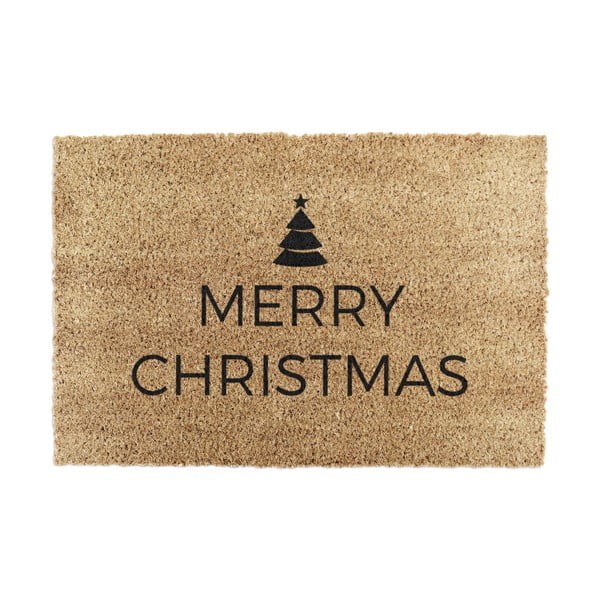 Covoraș de intrare din fibre de nucă de cocos 40x60 cm  cu model de Crăciun Merry Christmas – Artsy Doormats