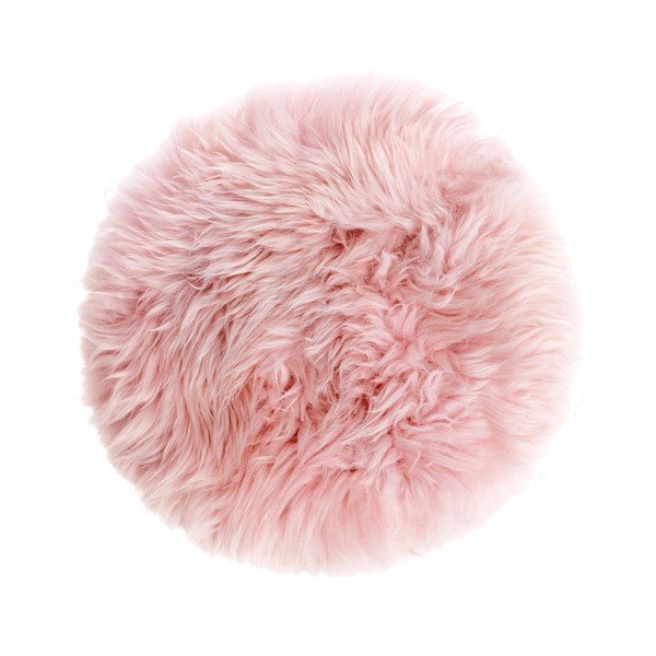 Taburet cu tapițerie din blană de oaie Royal Dream, ⌀ 36 cm, roz deschis-image-2