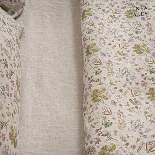 Cearceaf în culoare naturală din in cu elastic 140x200 cm Natural – Linen Tales-image-1