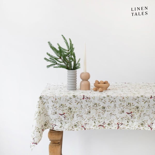 Față de masă din in cu model de Crăciun  140x140 cm – Linen Tales