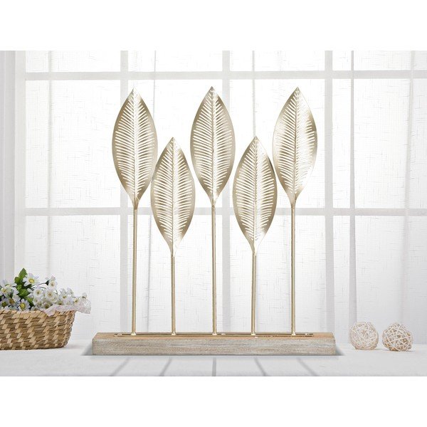 Statuetă decorativă Mauro Ferretti Shot Leaf, auriu-image-1