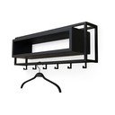 Cuier de perete negru cu raft din lemn de stejar 78 cm School – Spinder Design