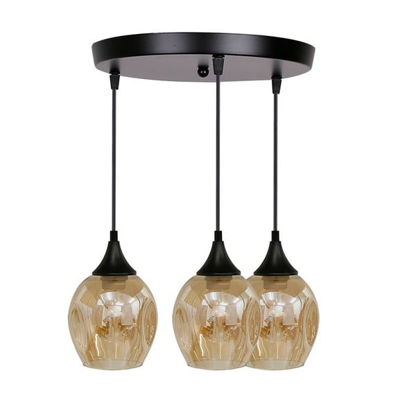 Lustră neagră cu abajur din sticlă Aspa – Candellux Lighting-image-3
