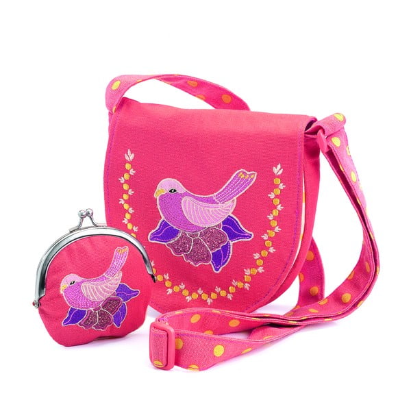 Set geantă și portofel pentru fetițe Djeco Doves, roz