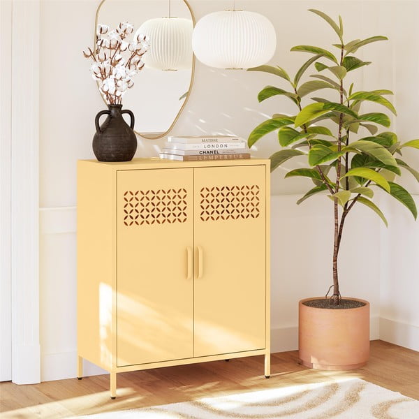 Dulap galben din metal 80x102x40 cm Annie – Støraa-image-1