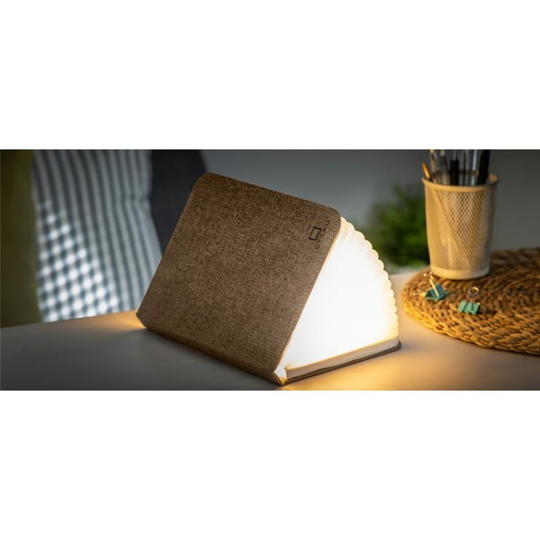 Veioză de birou cu LED Ginko Booklight Large, formă de carte, maro închis