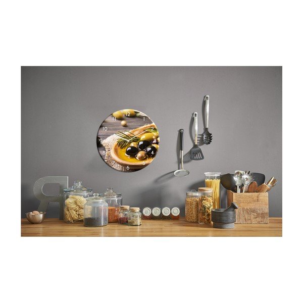 Ceas de perete din sticlă Styler Gold, ø 30 cm-image-2