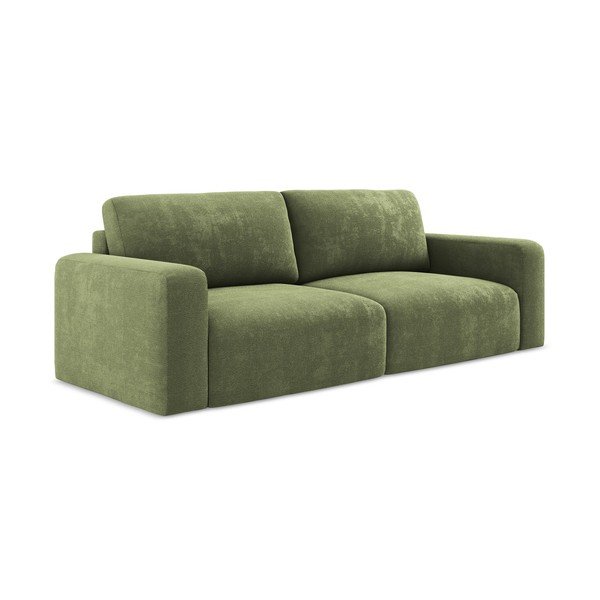 Canapea verde extensibilă/cu spațiu de depozitare cu tapițerie din chenille 252 cm Kona – Makamii-image-2