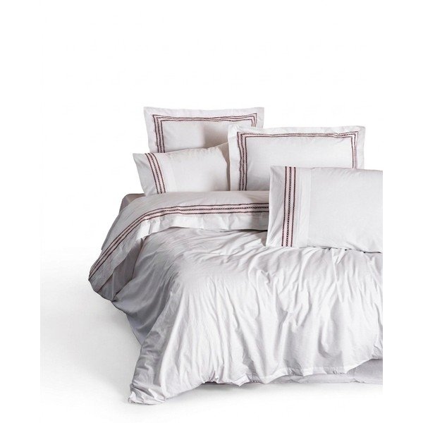 Lenjerie de pat albă din bumbac ranforcé pentru pat de o persoană 140x200 cm Red Heritage Lines – Mila Home Luxury