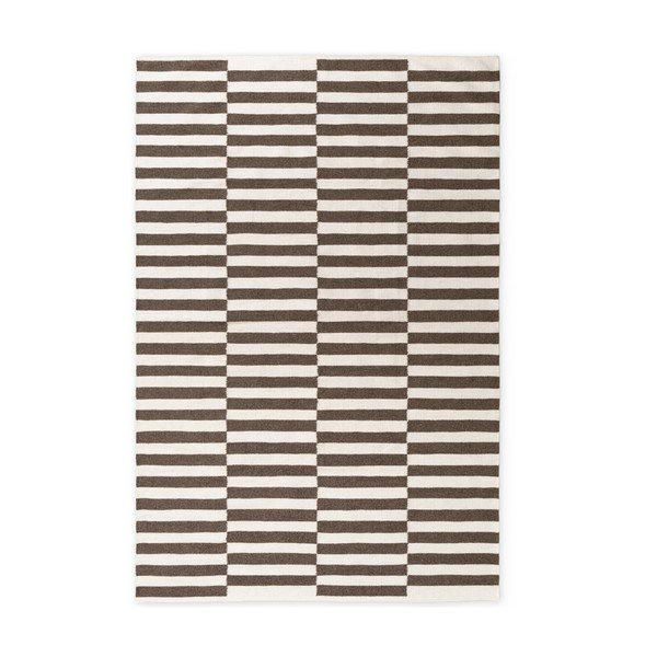 Covor alb/maro reversibil/țesut manual din lână 200x300 cm Vika – Hanse Home