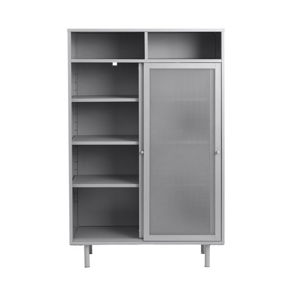Dulap gri din metal cu ușă glisantă 90x140x40 cm Veep – Unique Furniture-image-4