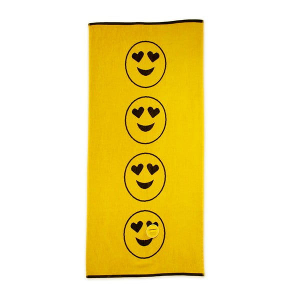 Prosop de plajă Bergner Emoticon, 75 x 150 cm, galben