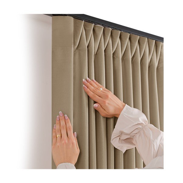 Draperie bej dimout (semi-opacă) din catifea 265x175 cm Velto – Filumi-image-2