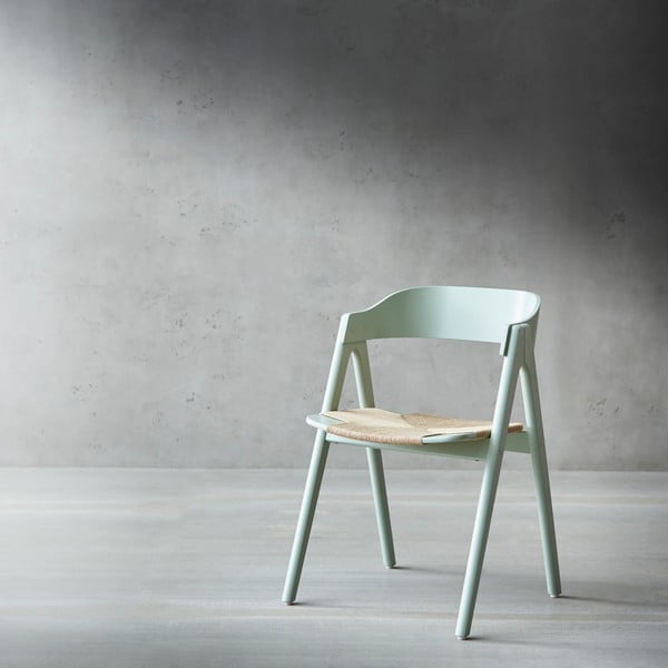 Scaun din lemn de fag și șezut din ratan Findahl by Hammel Mette, verde deschis-image-1