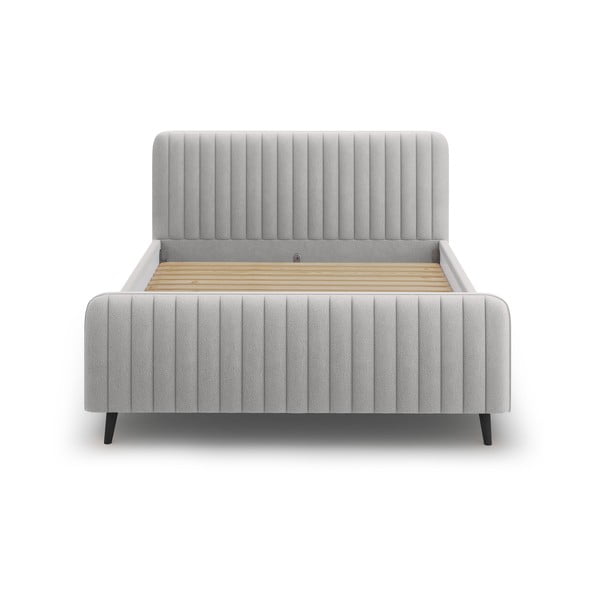 Pat matrimonial 180x200 cm gri deschis tapițat cu somieră inclusă Lily - Micadoni Home-image-2