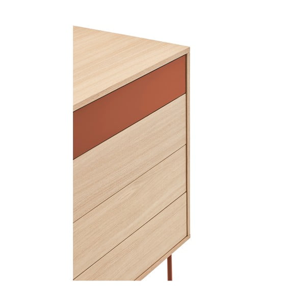 Comodă cu aspect de lemn de stejar Teulat Yoko, roșu cărămiziu-image-4