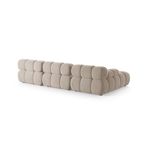 Colțar modular crem cu tapițerie din catifea (cu colț pe partea stângă/cu șezlong) – Micadoni -image-3