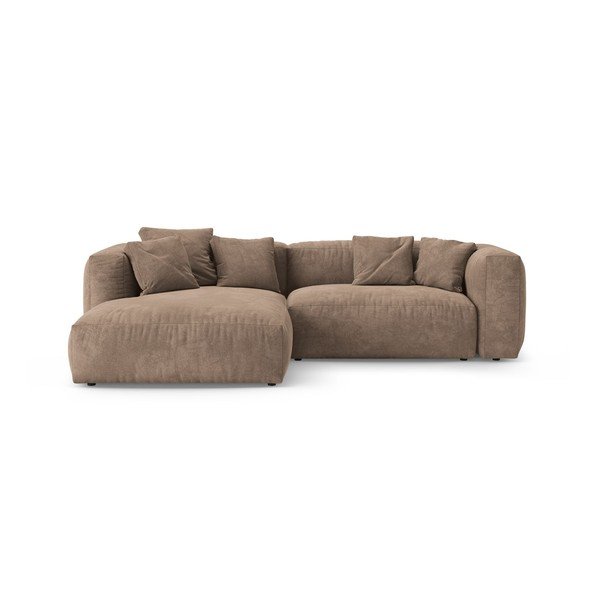 Colțar modular bej extensibil cu tapițerie din catifea (cu colț pe partea stângă/cu șezlong) – Micadoni 