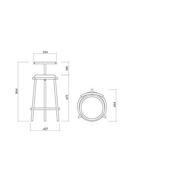Scaun de bar burgundy din metal (înălțime șezut 68 cm) Hogo – noo.ma-image-3