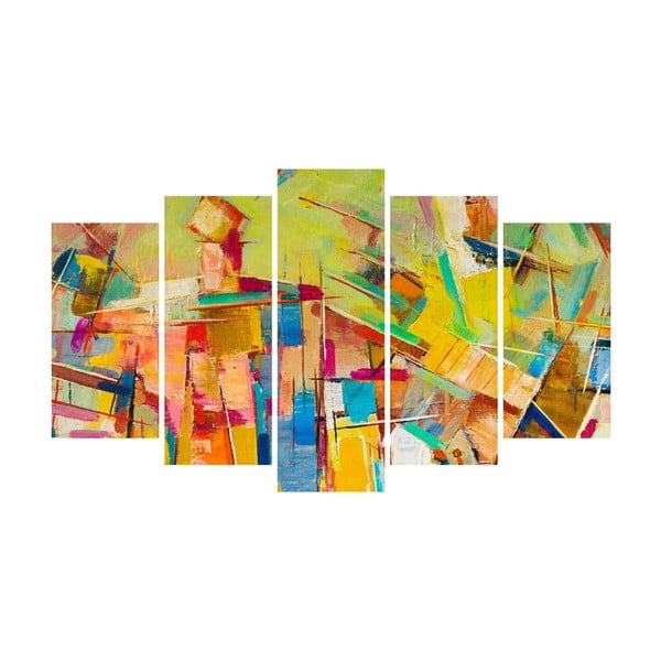 Tablou din mai multe piese pe pânză Multicolor Abstract