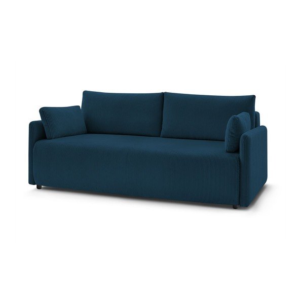 Canapea albastru-închis extensibilă cu tapițerie din catifea reiată  211 cm Marcel – Bobochic Paris-image-3
