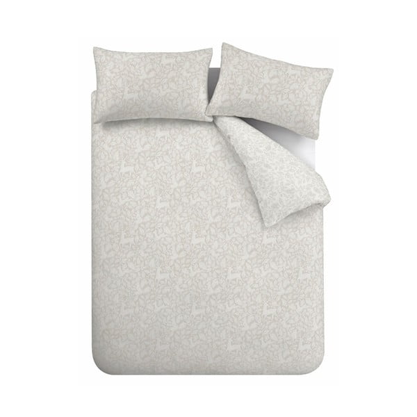 Lenjerie de pat grej din bumbac pentru pat dublu 200x200 cm Woodland – Bianca