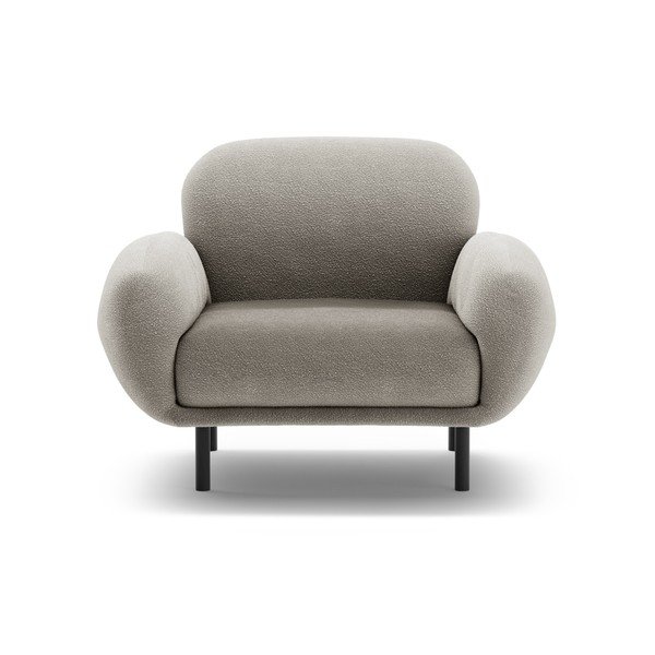 Fotoliu gri cu tapițerie din țesătură bouclé Poppy – Micadoni -image-1