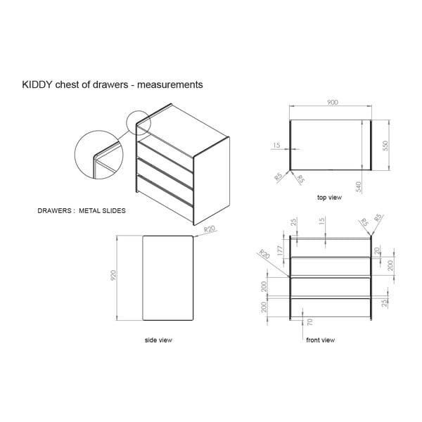 Comodă pentru copii Vipack Kiddy, alb-image-4