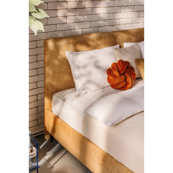 Pat matrimonial galben muștar tapițat cu somieră 160x200 cm Noira Slim – Bonami Selection-image-3