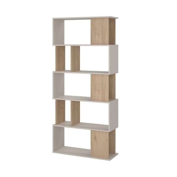Bibliotecă crem cu aspect de lemn de stejar 80x173,5x29,5 cm Maze – Tvilum
