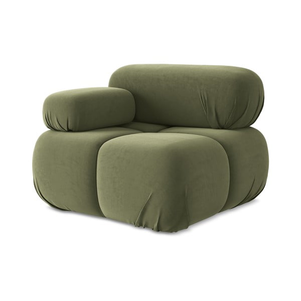 Modul pentru canapea modulară verde deschis cu tapițerie din catifea (cu colț pe partea stângă) Lokua – Makamii-image-1