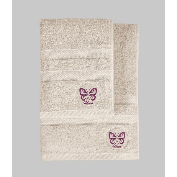 Prosoape de baie bej 2 buc. din bumbac din frotir Hope – Foutastic-image-3
